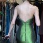 Olive Green Strapless Long Formal Gown Beaded Taffeta Mermaid Evening Dress gh9658