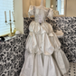 White Puff Sleeve Square Neck Waist-Cinched Puffy Skirt Vintage Romantic Dress, Wedding Gown gh7541