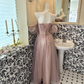 Light Pink Soft Off-the-Shoulder Waist-Cinched Boned Slimming Romantic Dress, Wedding Gown gh7753