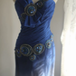 Strapless Navy Ombre Mermaid Evening Gown, Draped Bodice Large Bow Peacock‑Motif Beaded Sequin Appliqué Gradient Tulle Formal Prom Dress gh9119