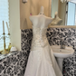 White Strapless Beaded Waist-Cinched Bodycon Sexy Vintage Romantic Dress, Wedding Gown gh7527