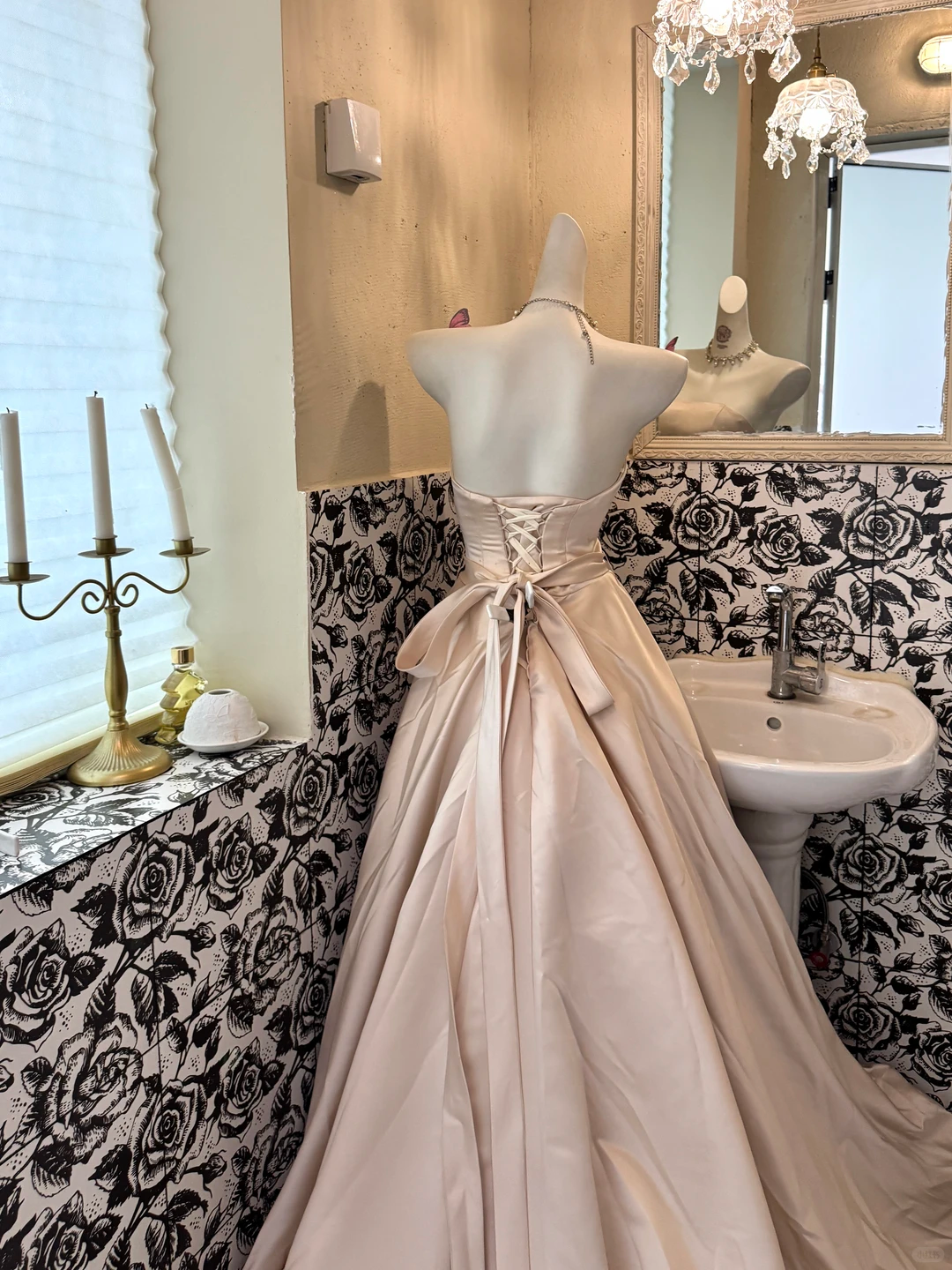Blush Pink Minimalist Strapless Waist-Cinched Full Flared Long Fairy Romantic Dress, Wedding Gown gh7564