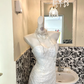White Strapless Lace Waist-Cinched Slim Fit Minimalist Elegant Romantic Dress, Wedding Gown gh7617