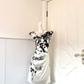 Women White Homecoming Dress, Sleeveless Boat Neck Black Ink Floral Print Side Ruched Waist Fitted Sheath Bodycon Mini Party Dress gh9207