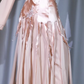 ✨Girlhomeshops-Nude Pink Spaghetti Strap 3D Floral Beaded Chiffon Mermaid Party Dress gh10015