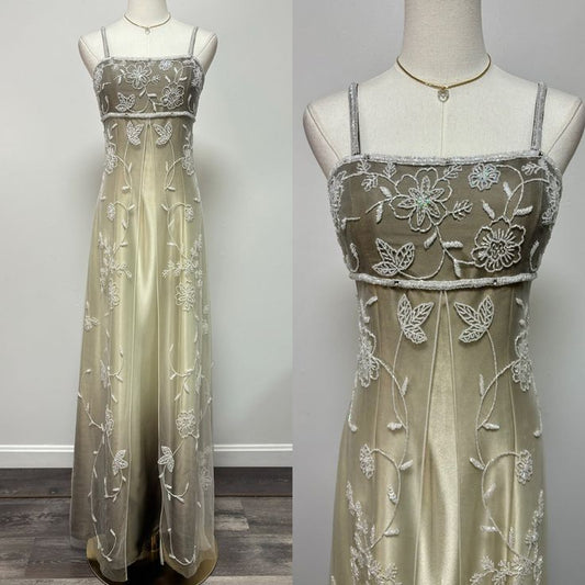 Champagne color gorgeous retro gradient exquisite beaded long elegant tulle ball gown evening dress party dress prom dress gh3192