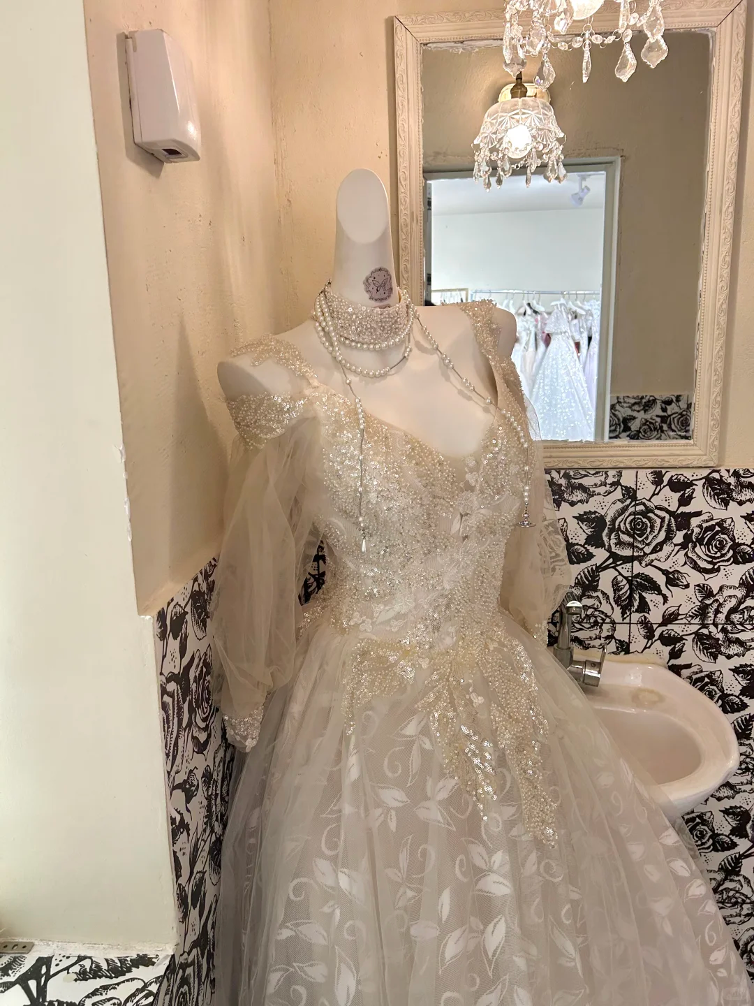 Ivory Spaghetti Straps Sequined Midi-Length & Long Fit Cinched Waist Romantic Dress, Wedding Gown gh7799