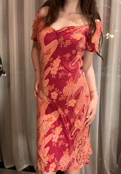 Vintage Orange Sexy Pattern Fitted Waist Slim Bodycon Prom & Evening Party Dress gh8460