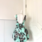 Women Mint Green Homecoming Dress, Sleeveless V‑Neck Black Grey Rose Floral Print Jacquard Fabric Waist Bow Pleated Flared A‑Line Mini Party Dress gh9196
