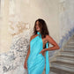 Mint green suspender straps simple elegant long slim fit ball gown evening dress wedding guest dress gh3063