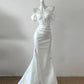 Rosa/Weiß Einfache Elegante Lange Bodenlangen Satin Ballkleid Abendkleid Partykleid gh4189