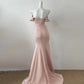 Rosa/Weiß Einfache Elegante Lange Bodenlangen Satin Ballkleid Abendkleid Partykleid gh4189