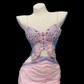 Pink‑Blue Color‑Block Mermaid Evening Gown, Spaghetti Strap V‑Neck, 3D Butterfly Rhinestone Beaded Bodice, Waist Cut‑Out, High‑Slit Ruffled Mermaid Skirt, Formal Pageant Prom Dress gh8900