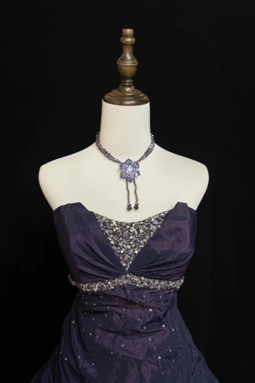 girlhomeshops - Robe de bal longue en satin « Nuit étoilée violette » gh6294