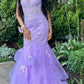 girlhomeshops-Purple Floral Fishtail Long Mermaid Slim Graduation Dress Prom Dress gh5861