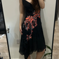 Black Vintage Luxury Embroidered Spaghetti Strap Fitted Waist Slim Prom & Evening Party Dress gh8448