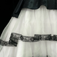Black‑White Contrast Vintage Midi Prom Gown, Black Satin Bodice, Rhinestone Floral Wide Waistband, Multi‑Layer White Tulle Skirt, Black Lace Hem, Retro Sweet Party Photoshoot Dress gh8870