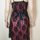Pink Base Sexy Vintage Black Lace Spaghetti Strap Fitted Waist Prom & Evening Party Dress gh8464