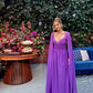 Purple Cape Sweetheart Neck Long Chiffon Evening Dress Party Dress Wedding Guest Dress gh3070