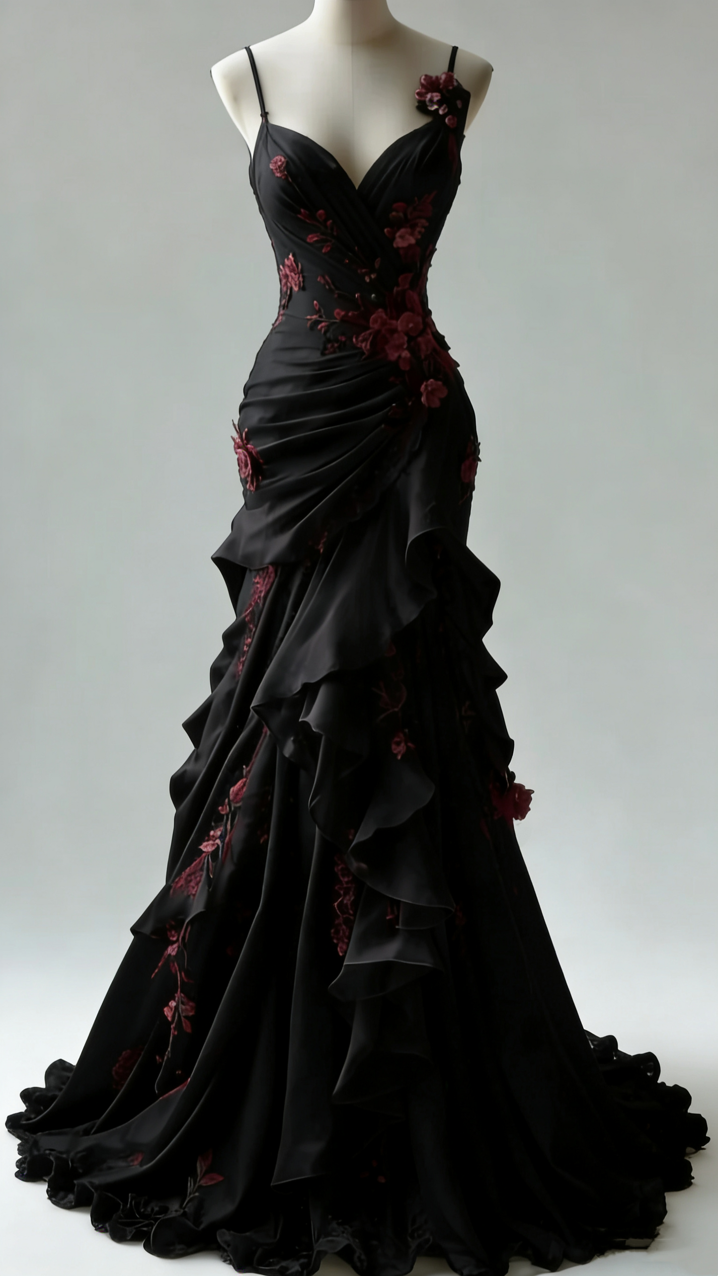 Dunkelromantisches Meerjungfrauenkleid mit Spaghettiträgern – Abendkleid &amp; Kleid für Gothic-Partys gh6558