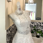 Ivory Sleeveless Waist-Cinched Lace A-Line Long Romantic Dress, Wedding Gown gh7676