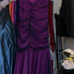 Halter Dark Purple Prom Dress Mesh Ruched Black Tulle Overlay A Line Formal Evening Gown gh9822