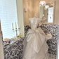 Ivory Strapless Beaded Waist-Cinched Voluminous Skirt Long Romantic Dress, Wedding Gown gh7726