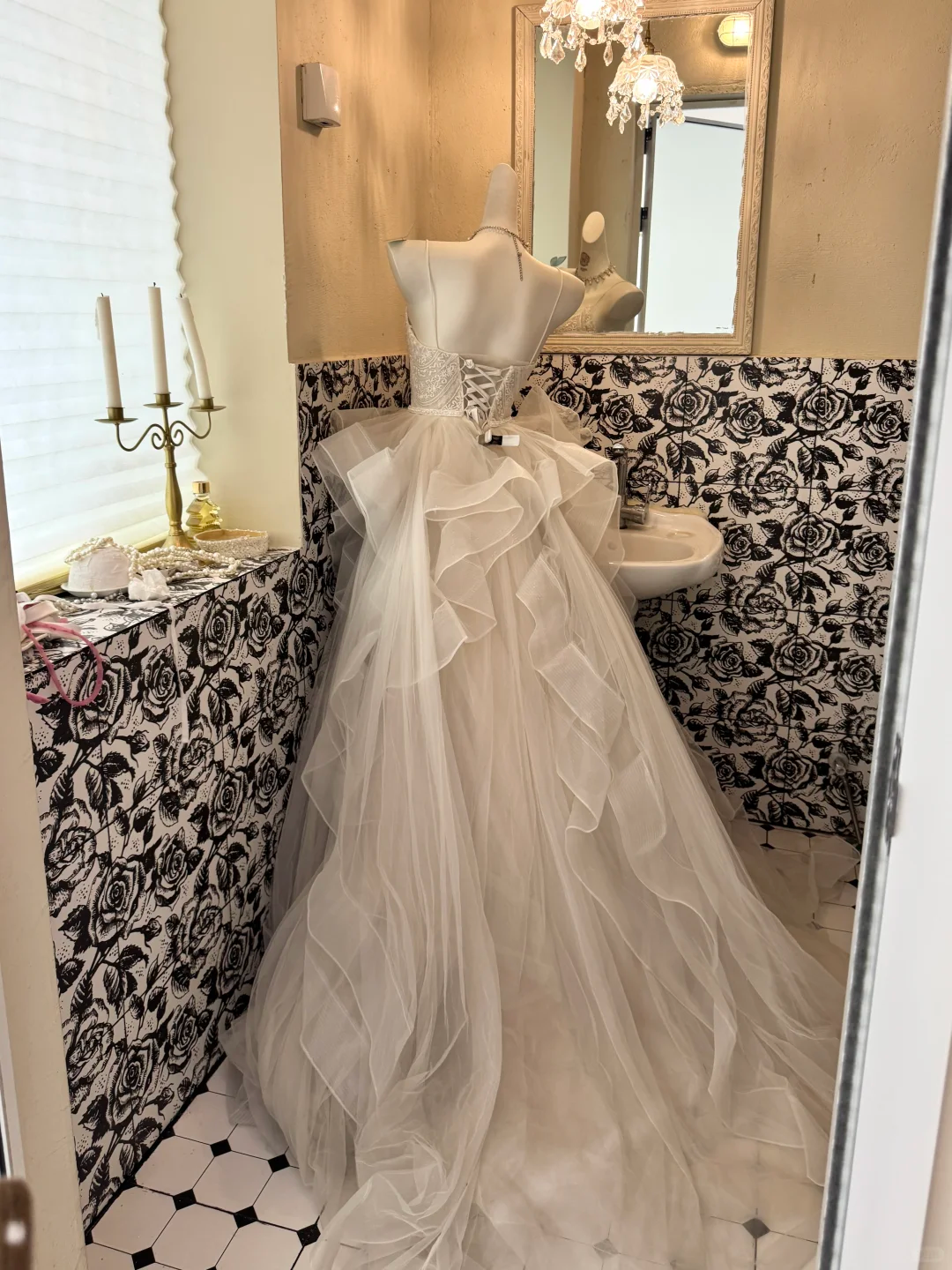 Ivory Spaghetti Strap Waist-Cinched Multi-Layer Voluminous Skirt Long Elegant Romantic Dress, Wedding Gown gh7590