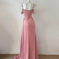 Rosa Süße Mode Elegante Lange Bodenlangen Satin Sexy Schlitz Ballkleid Abendkleid Partykleid Prom Kleid gh4050
