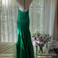 Grün, wunderschön glänzend, modisch, elegant, zarte Spitze, Perlenbesatz, lang, Satin-Chiffon, Ballkleid, Abendkleid für Geburtstage/Hochzeitsgäste/Urlaubspartys, Ballkleid, Valentinstags-Date-Kleid, gh4037