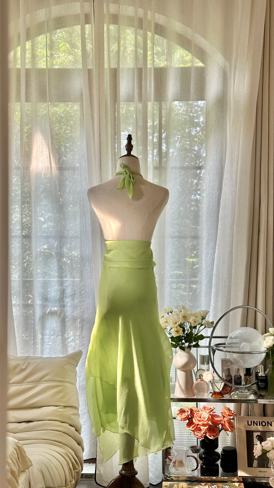 Hellgrünes, glänzendes, modisches, elegantes, exquisites, mit Perlen verziertes, langes Chiffon-Ballkleid mit Feenmotiv, Abendkleid für Geburtstage/Hochzeitsgäste/Feiertagspartys, Ballkleid, Valentinstags-Date-Kleid, gh4038