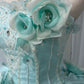 Mintgrünes, wunderschönes, langes Ballkleid aus Satin-Tüll mit Perlenbesatz, gh4827