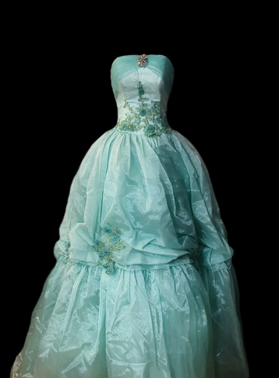 Light Green Strapless Fitted Waist Voluminous Skirt Prom Dress, Evening Party Gown gh7315