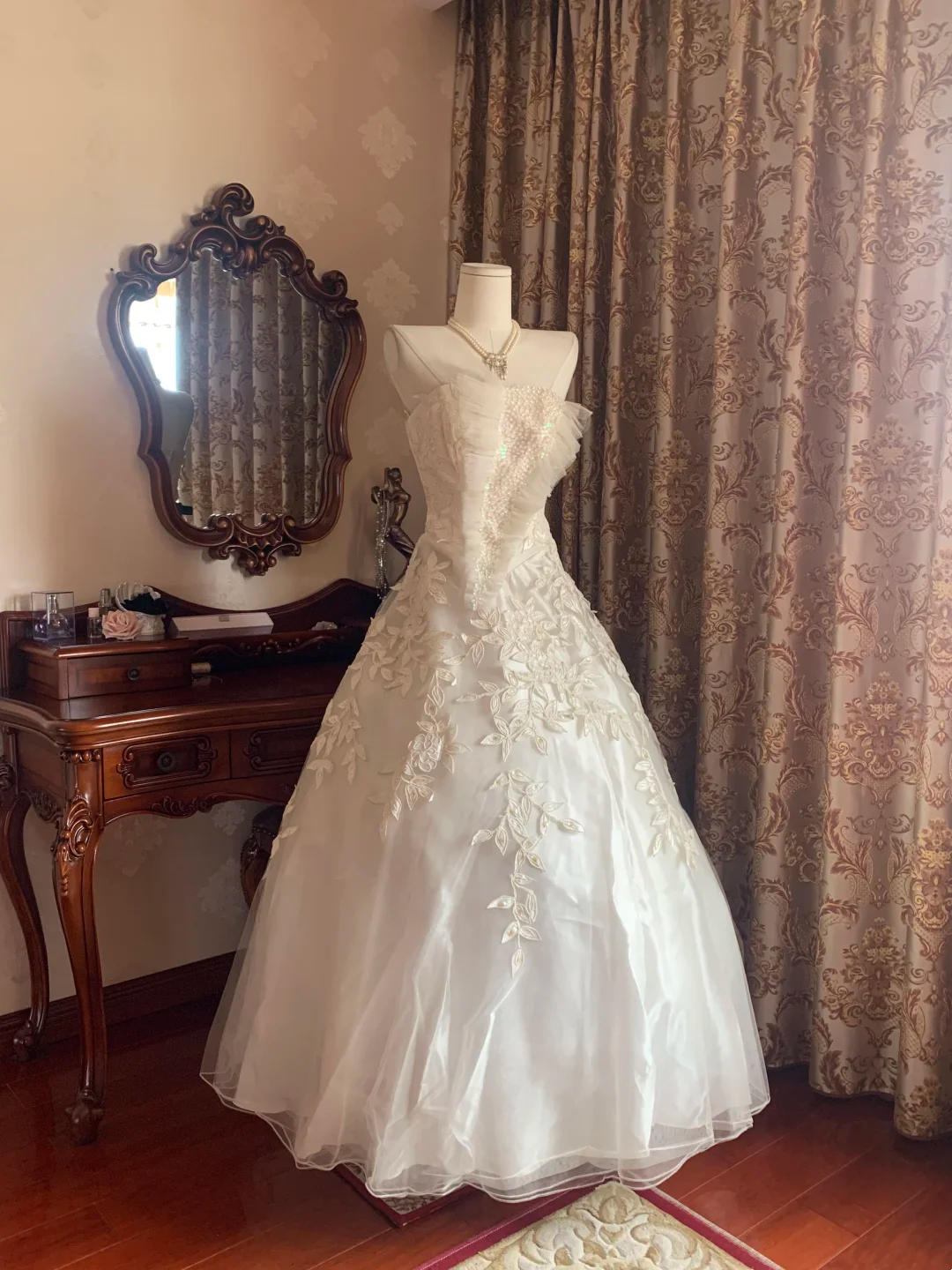Ivory Strapless Sequin Fitted Waist Voluminous Skirt Prom Gown, Birthday Dress, Bridal Wedding Gown gh7269
