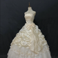 Light apricot strapless romantic gown with cinched waist and voluminous princess skirt, wedding dress & bridal gown gh8223