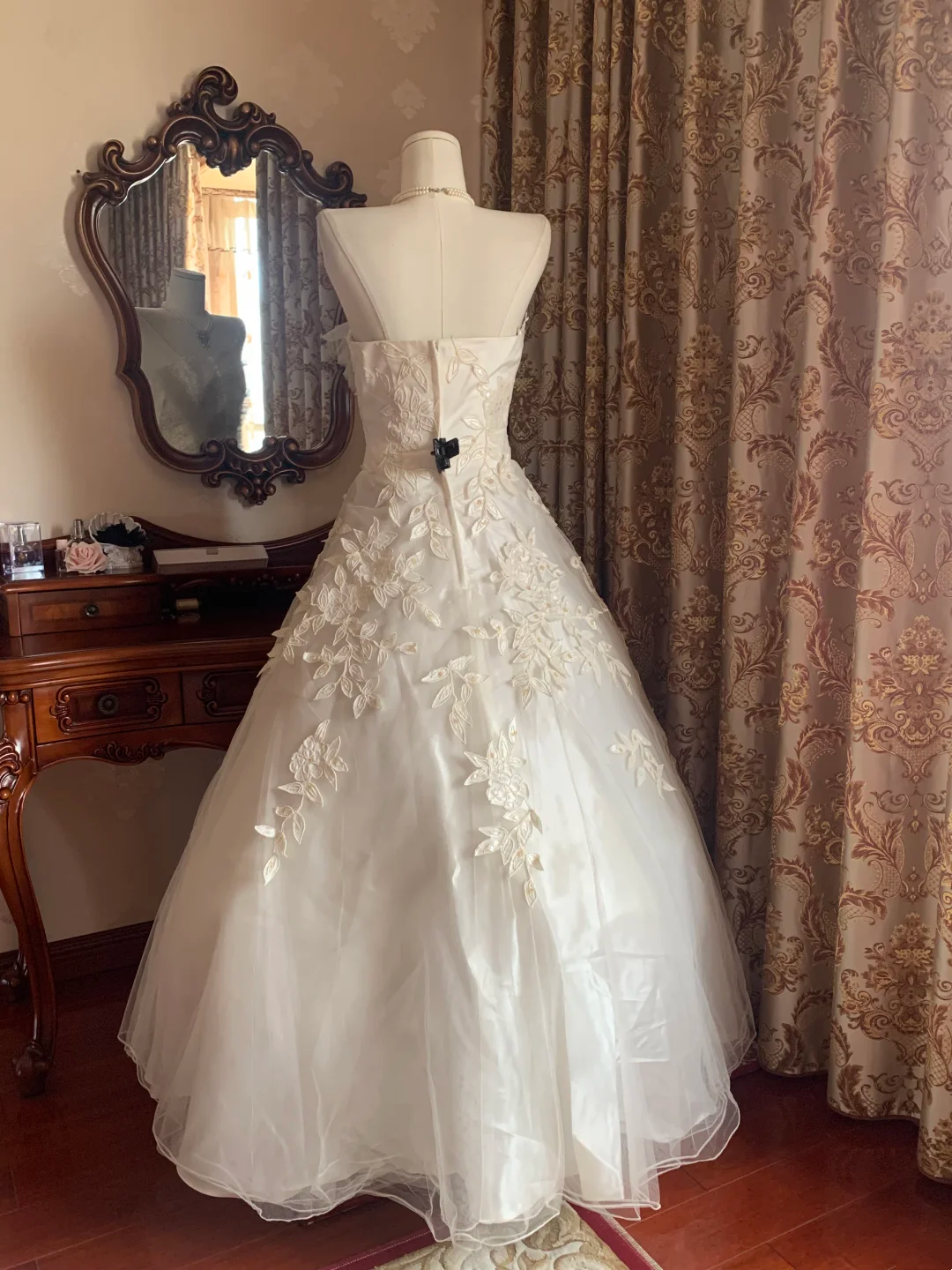 Ivory Strapless Sequin Fitted Waist Voluminous Skirt Prom Gown, Birthday Dress, Bridal Wedding Gown gh7269