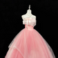 Blush Pink Butterfly Girly Strapless Cinched Waist Voluminous Skirt Romantic Dress, Wedding Gown gh7870