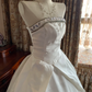 White Strapless Waist-Cinched Voluminous Skirt Prom Gown, Birthday Dress, Graduation Gown gh7239