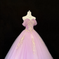 Lavender Off-the-Shoulder Cinched Waist Voluminous Tulle Skirt Romantic Dress, Wedding Gown gh7835
