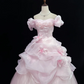Blush Pink Off-the-Shoulder Romantic Gown, Cinched Waist, Voluminous Princess Skirt, Wedding Dress & Bridal Gown gh8178