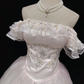Blush Pink Off-the-Shoulder Vintage Elegant Romantic Gown, Cinched Waist, Voluminous Flared Skirt, Wedding Dress & Bridal Gown gh8138