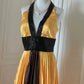 Robe de soirée longue en satin jaune à perles exquises, robe de bal tendance, gh4267