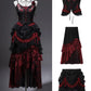 Girlhomeshops-Black red elegant long corset tulle prom dress evening gown gh5345