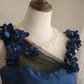 Blue floral short satin homecoming dress birthday party dress small orchid gh4304