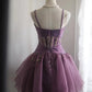 Lila Retro Palast Puffy Short Homecoming Kleid Prinzessin Kleid Taft Satin Organza handgefertigte Perlen Erwachsene Zeremonie Geburtstagsparty gh4373