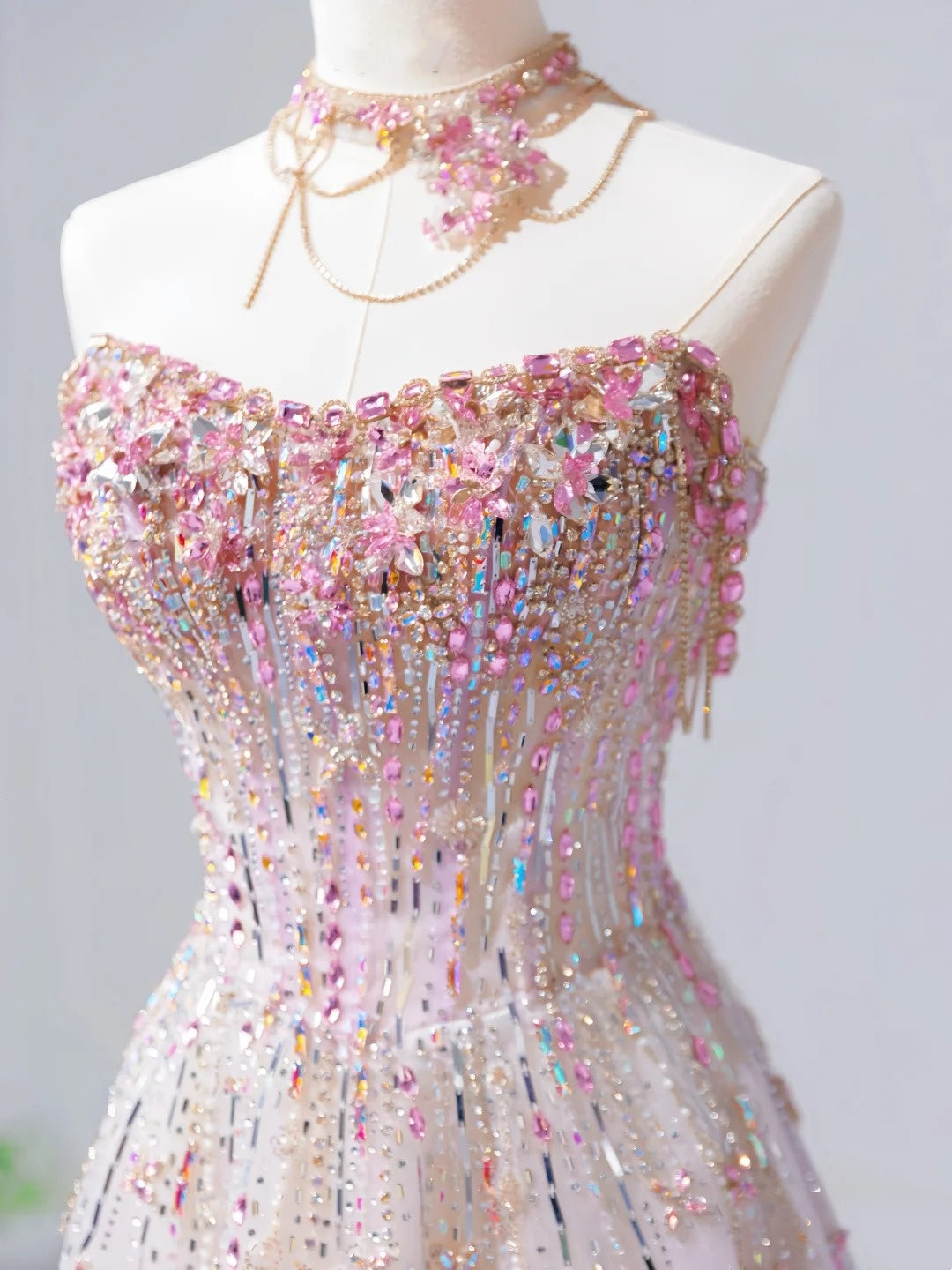 Fairy Luxury Pink Diamond Starlight Strapless Ballgown - Dinner &amp; Red Carpet Gorgeous Dress gh6565