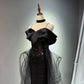 Girlhomeshops -Black shiny elegant long sequined tulle Prom dress evening gown graduation dress gh5107