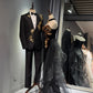 Girlhomeshops -Black shiny elegant long gold sequined tulle trailing ball gown evening gown graduation gown gh5108