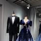 Girlhomeshops -Blue shiny long sequined tulle ball gown evening dress graduation dress gh5110