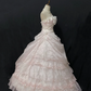 Blush Pink Floral Strapless Wedding Dress, Cinched Waist, Tiered Cake Skirt gh8269